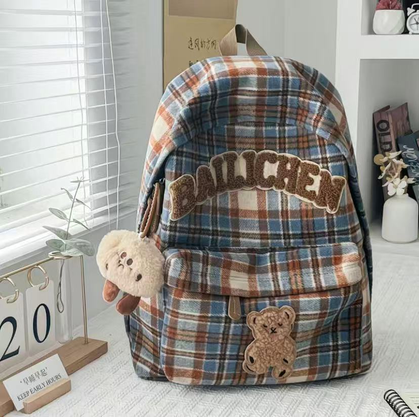 【9340人收藏】COW新款书包女学生绒格小众高颜值网红双肩女初高中大学生背包