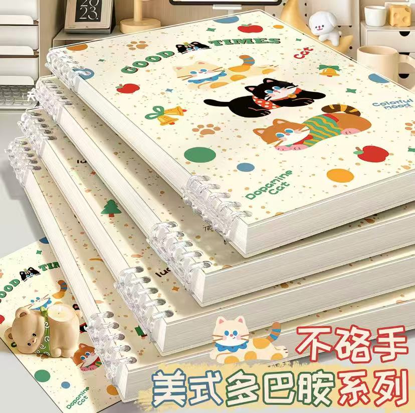美式活页本笔记本本子B5可爱动物高颜值可拆卸ins学生线圈记事本